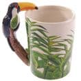 Toucan Shaped Handle Mug with Jungle Decal